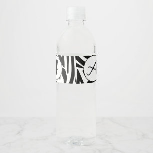 Etiqueta Para Botella De Agua Patrón de impresión de cebra en blanco y negro atr