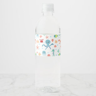 Etiqueta Para Botella De Agua patrón de Sea World