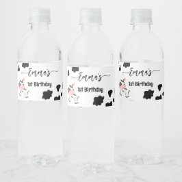 Etiqueta Para Botella De Agua Patrón de vaca fiesta de vajilla de vaca personali
