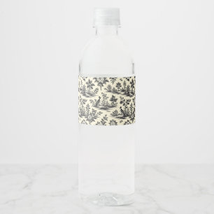 Etiqueta Para Botella De Agua Patrón decorativo de toile francesa