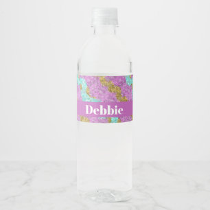 Etiqueta Para Botella De Agua Patrón diagonal colorido
