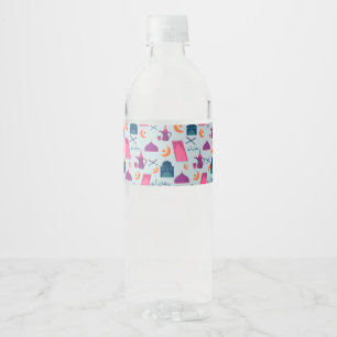Etiqueta Para Botella De Agua Patrón feliz de Ramadán