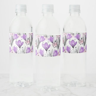 Etiqueta Para Botella De Agua Patrón floral