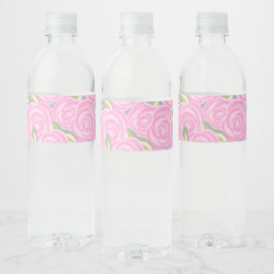 Etiqueta Para Botella De Agua patrón floral de rosas vintage