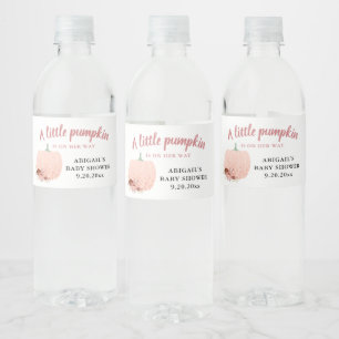 Etiqueta Para Botella De Agua Peach Purpurina Baby Shower Un poco de calabaza