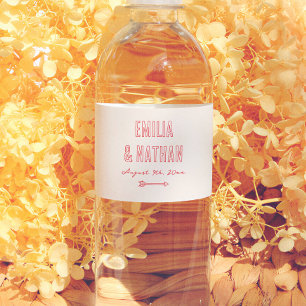 Etiqueta Para Botella De Agua Peculiar Amor Retro Golpeado a Mano Cupido Boda