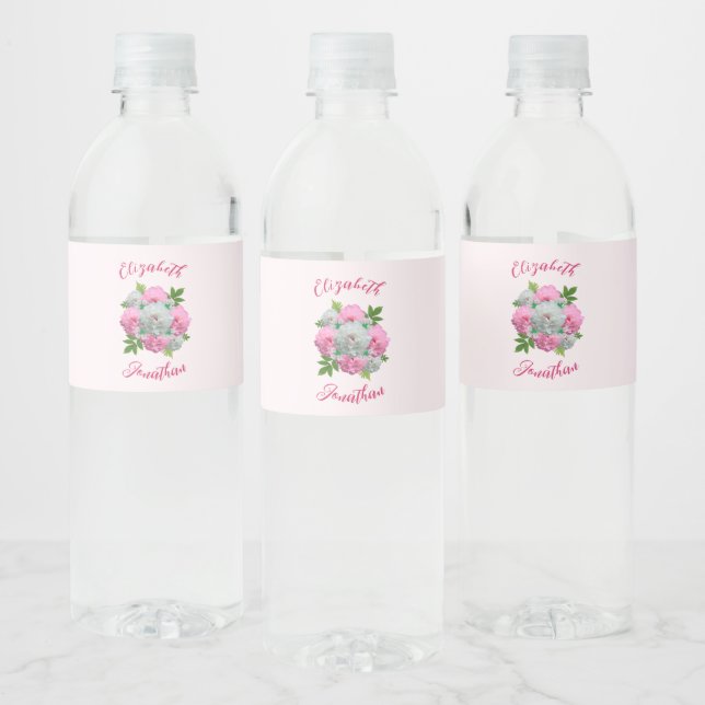 Etiqueta Para Botella De Agua Peony Bouquet Boda (Botellas)