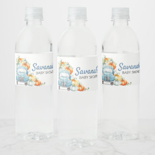 Etiqueta Para Botella De Agua Pequeña Baby Shower de calabaza azul