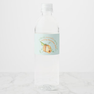 Etiqueta Para Botella De Agua Pequeña calabaza en el camino hacia un Baby Shower