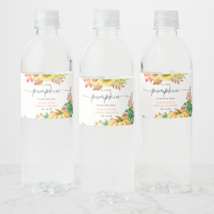 Etiqueta Para Botella De Agua Pequeña calabaza Género Neutral Caída Baby Shower