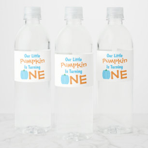 Etiqueta Para Botella De Agua Pequeña Calabaza Primer Cumpleaños