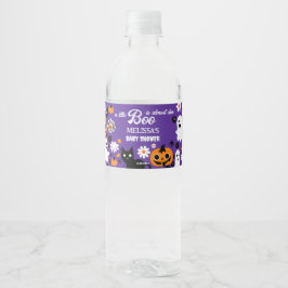 Etiqueta Para Botella De Agua Pequeña ducha de bebé retro de Halloween