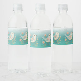 Etiqueta Para Botella De Agua Pequeño Bird Floral Embroidery Green