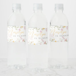 Etiqueta Para Botella De Agua Pequeño Chica de flores silvestres cumple un cumpl