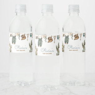Etiqueta Para Botella De Agua Pequeño Cowboy Wild West Baby Shower