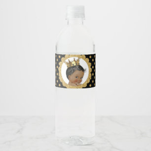 Etiqueta Para Botella De Agua Pequeño príncipe Ethnic Crown Black y oro