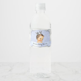 Etiqueta Para Botella De Agua Pequeño príncipe real bebé niño diamantes azul