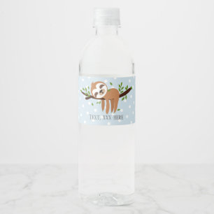 Etiqueta Para Botella De Agua pereza, perezoso lindo, ilustracion animal