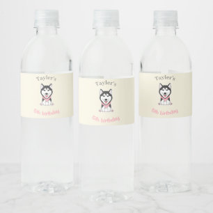 Etiqueta Para Botella De Agua Perro blanco y negro sin cáscara