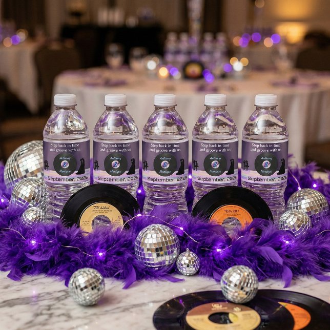 Etiqueta Para Botella De Agua Personalizable Disco Boda (Subido por el creador)
