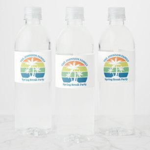 Etiqueta Para Botella De Agua Personalizable Fiesta de Palm Trees Island Tropica