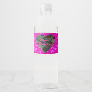 Etiqueta Para Botella De Agua Personalización - Camo rosa