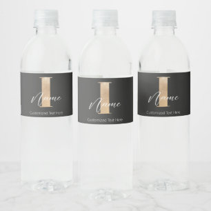 Etiqueta Para Botella De Agua Personalización de nombre e I iniciales monogramad