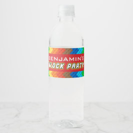 Etiqueta Para Botella De Agua Personalizado BLOCK FIESTA Ladrillos de colores To