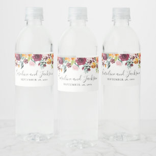 Etiqueta Para Botella De Agua Personalizado Boda de otoño de Floral