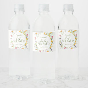 Etiqueta Para Botella De Agua Personalizado de Baby Shower Wildflowers