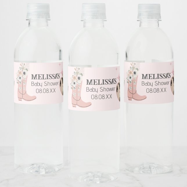 Etiqueta Para Botella De Agua Personalizado de Cowgirl Pink Boots Gorras (Subido por el creador)