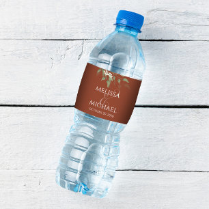 Etiqueta Para Botella De Agua Personalizado de guiones Boda de Terracotta