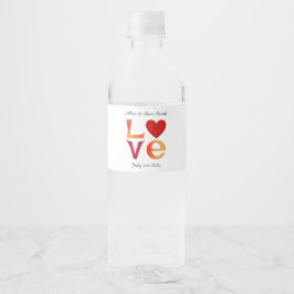 Etiqueta Para Botella De Agua Personalizado LOVE Square Boda Fecha de celebració