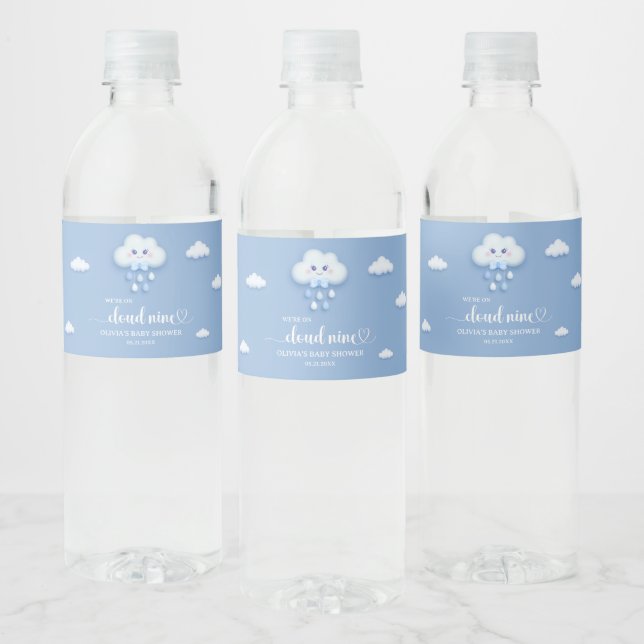 Etiqueta Para Botella De Agua Personalizado nublado de nubes blancas nueve bebé  (Botellas)