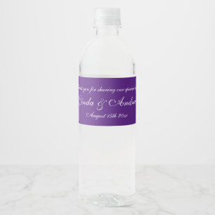 Etiqueta Para Botella De Agua Personalizado púrpura fiesta de bodas de dos coraz