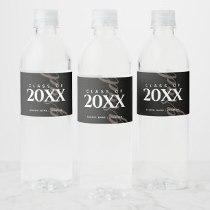 Etiqueta Para Botella De Agua Personalizado simple de graduación blanca de oro n