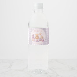 Etiqueta Para Botella De Agua Personalized Lavender Gingham 1st Birthday 