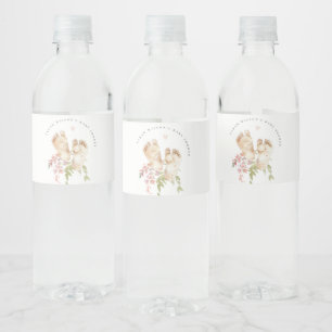 Etiqueta Para Botella De Agua Pies de bebé recortados Rubor Chica floral rosa Ba