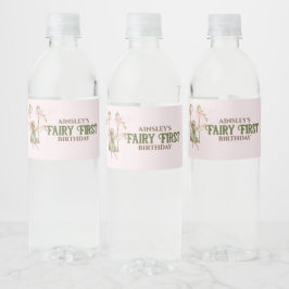 Etiqueta Para Botella De Agua Pink Bow Fairy First First Birthday Personalizado