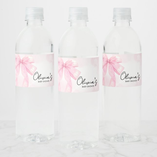 Etiqueta Para Botella De Agua Pink Bow Little Boo Baby Shower (Botellas)