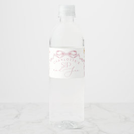 Etiqueta Para Botella De Agua Pink Bow Wildflower Sip
