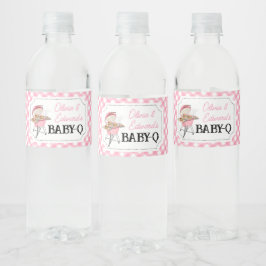 Etiqueta Para Botella De Agua Pink Burger BBQ Baby Shower