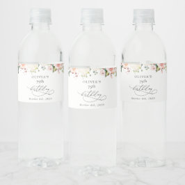 Etiqueta Para Botella De Agua Pink Flowers, White Flowers, Boho, Birthday