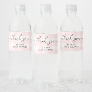 Etiqueta Para Botella De Agua Pink Gingham Baby Shower Gracias Etiqueta De Favor