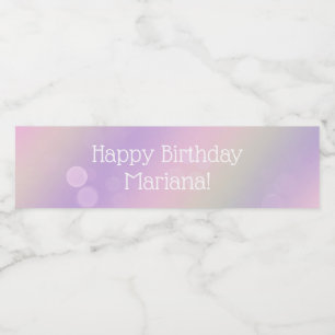 Etiqueta Para Botella De Agua Pink Purple Rainbow Fairy Lights Chicas Cumpleaños