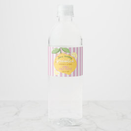 Etiqueta Para Botella De Agua Pink Stripes Lemons Yellow Bow Graduation
