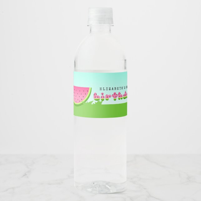 Etiqueta Para Botella De Agua Pink Watermelon Birday Picnic Fiesta (Anverso)