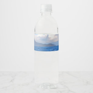 Etiqueta Para Botella De Agua Pintura de la Costa Turquesa del Marmaris Azul Ege