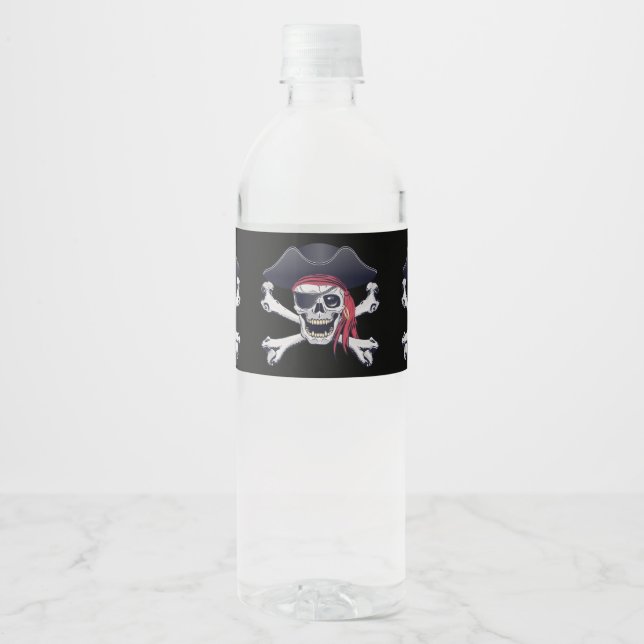 Etiqueta Para Botella De Agua Pirate Skull (Anverso)
