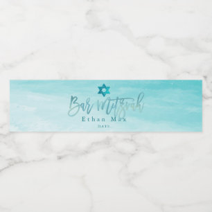 Etiqueta Para Botella De Agua PixDezines Bar Mitzvah Watercolor Beach Shoreline
